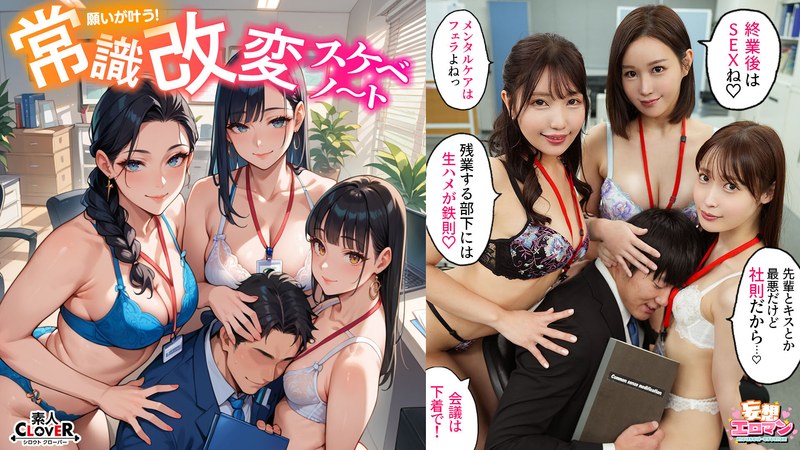 逆転 【常識改変でヤリたい放題！？】 1高圧上司は早朝フェラ抜き＆残業中出しするの常識！？ 2生意気後輩は羞恥営業するのが常識！？お仕置きSEX！！ 3高慢同期は席にディルド設置しイったらSEXするのが常識！？【妄想エロマン♯天然美月＆美丘さとみ＆芦名ほのか】
