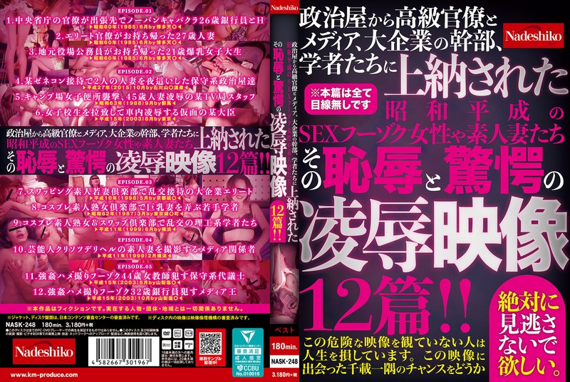 政治 政治屋から高級官僚とメディア、大企業の幹部、学者たちに上納された昭和平成のSEXフーゾク女性や素人妻たち その恥辱と驚愕の凌●映像12篇！！
