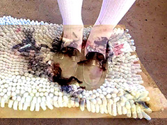 制服少女に踏まれたい！ カエルを仕込んだ玄関マットを踏んで2人の美女がダンス